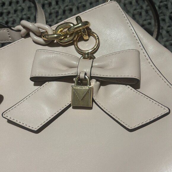 ๐ Michael Kors Jane Large Satchel Shoulder Bag - Blush Pink Leather Gold Chain - Picture 12 of 14